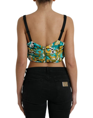 Top corto sin mangas multicolor con estampado floral