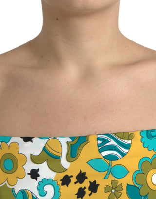 Top corto sin mangas multicolor con estampado floral