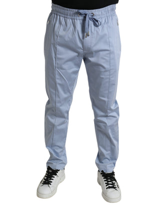 Pantalones jogger celestes claros de algodón elástico