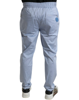 Pantalones jogger celestes claros de algodón elástico