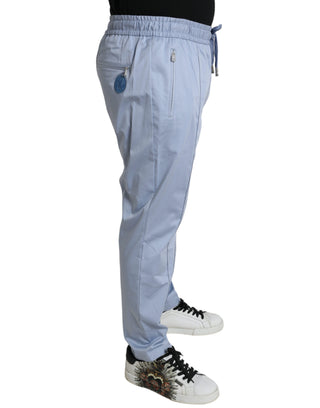 Pantalones jogger celestes claros de algodón elástico