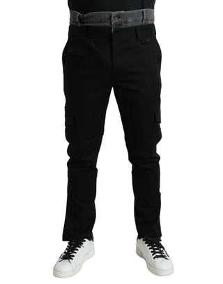 Jeans ajustados de mezclilla de algodón negro y gris