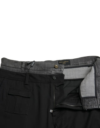 Jeans ajustados de mezclilla de algodón negro y gris