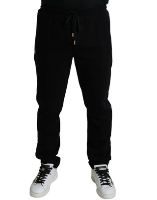 Pantalones jogger ajustados negros de algodón