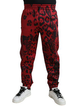 Rot-schwarze Leggings mit Leopardenmuster