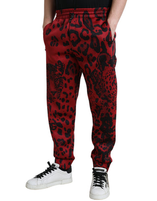 Rot-schwarze Leggings mit Leopardenmuster