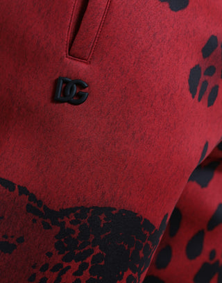 Rot-schwarze Leggings mit Leopardenmuster