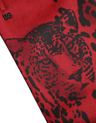 Rot-schwarze Leggings mit Leopardenmuster