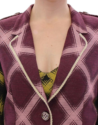 Chaqueta blazer morada a cuadros