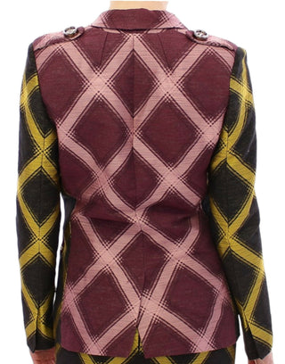 Chaqueta blazer morada a cuadros