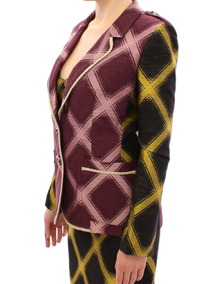 Chaqueta blazer morada a cuadros