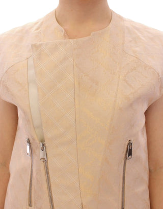 Chaqueta sin mangas de brocado beige