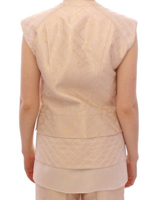 Chaqueta sin mangas de brocado beige