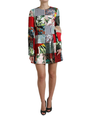 Mehrfarbiges Minikleid mit Blumen-Patchwork