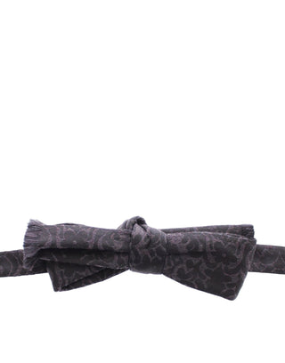 Dark Gray Wool Silk Brand Baroque Paisley Bow Tie Men