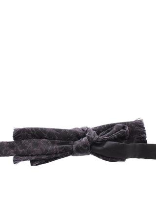 Dark Gray Wool Silk Brand Baroque Paisley Bow Tie Men