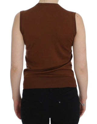 Top suéter de lana marrón con encaje negro