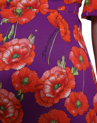 Vestido tipo sheath multicolor con estampado floral de amapolas