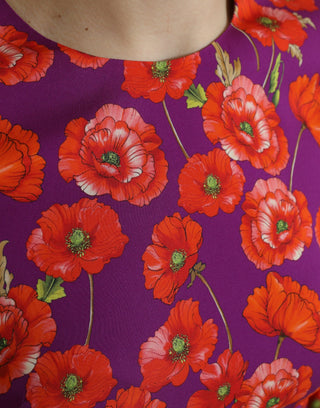 Vestido tipo sheath multicolor con estampado floral de amapolas