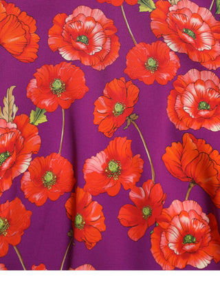 Vestido tipo sheath multicolor con estampado floral de amapolas