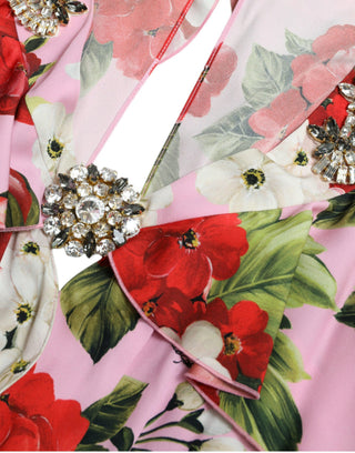 Vestido en línea A multicolor con flores y cristales