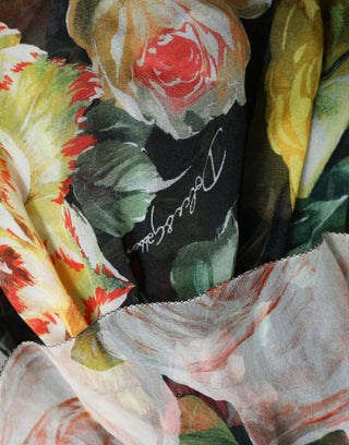 Mehrfarbiges, geblümtes Chiffon-Maxikleid mit Stufen