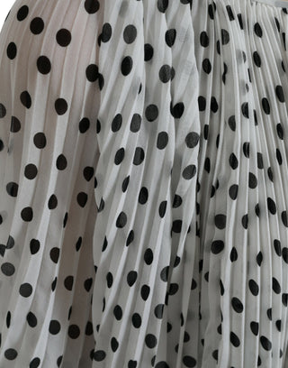 White Polka Dot A-line Pleated Maxi Dress