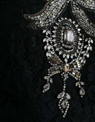 Vestido sheath negro con encaje y cristales