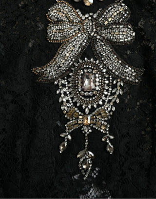 Vestido sheath negro con encaje y cristales
