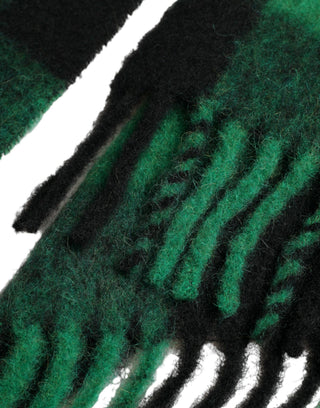 Chaqueta poncho negro con cuadros verdes tipo búfalo
