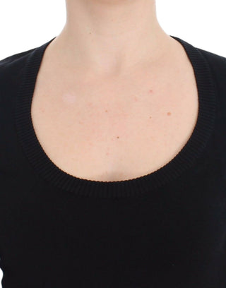Suéter de cuello redondo de cachemira negra