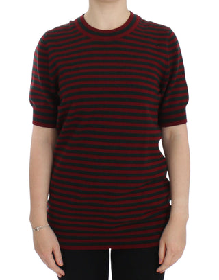 Red Gray Cashmere Short Sleeve Sweater