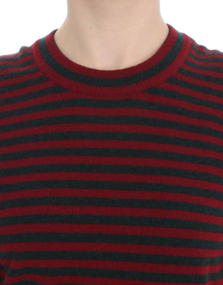 Red Gray Cashmere Short Sleeve Sweater