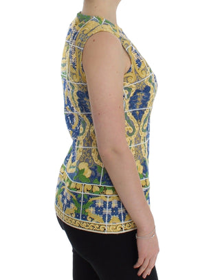 Mehrfarbiger Majolika-bestickter Pullover