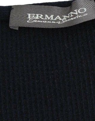 Blauer Strickpullover aus Stretch-Wolle