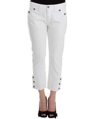 Pantalones de mezclilla blancos recortados