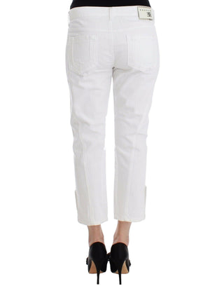 Pantalones de mezclilla blancos recortados