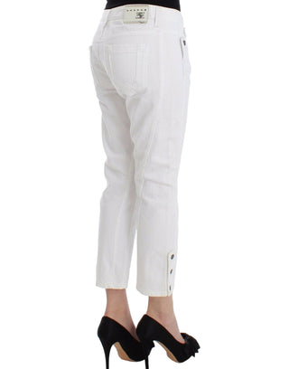 Pantalones de mezclilla blancos recortados