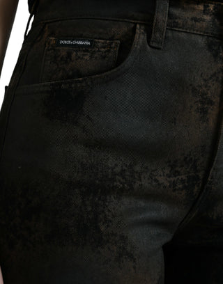 Jeans boyfriend marrones de algodón de talle medio