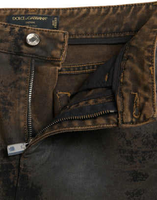 Jeans boyfriend marrones de algodón de talle medio