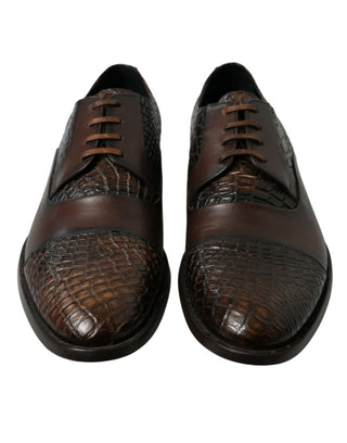 Zapatos oxford marrones de cuero exótico con cordones