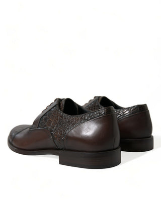 Zapatos oxford marrones de cuero exótico con cordones