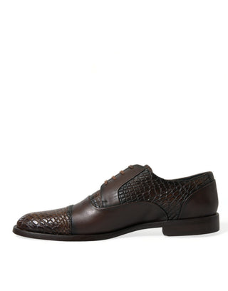 Zapatos oxford marrones de cuero exótico con cordones