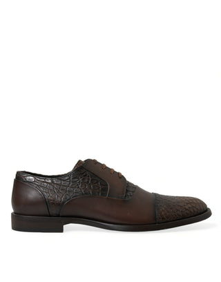 Zapatos oxford marrones de cuero exótico con cordones