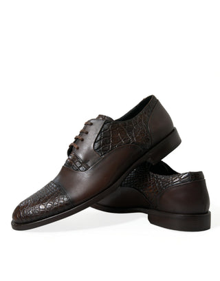 Zapatos oxford marrones de cuero exótico con cordones