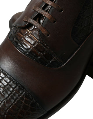 Zapatos oxford marrones de cuero exótico con cordones