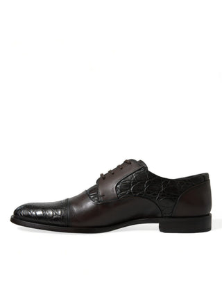 Zapatos formales marrones de cuero exótico para hombre