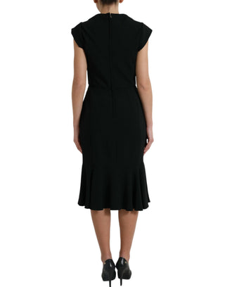 Vestido sin mangas negro de viscosa cady
