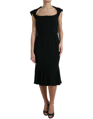Vestido sin mangas negro de viscosa cady
