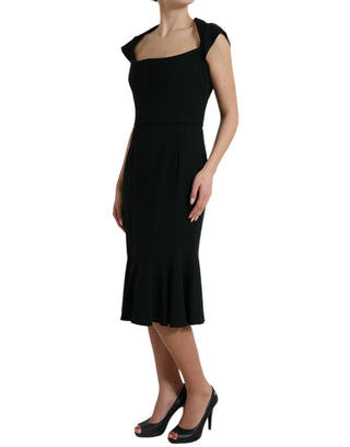Vestido sin mangas negro de viscosa cady